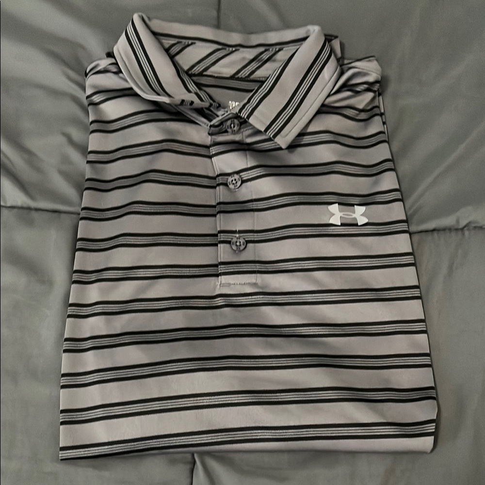Under Armour Loose Fit Polo Striped Size Large
